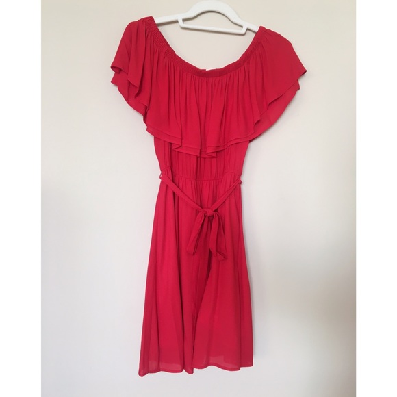 ☀️ Lush Off-the-Shoulder Red Dress | Size M - Picture 1 of 3